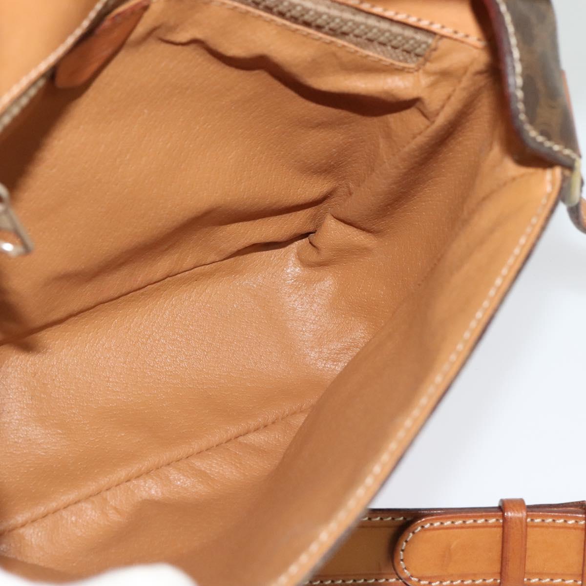 CELINE Macadam Canvas Shoulder Bag PVC Brown Gold Auth 136046