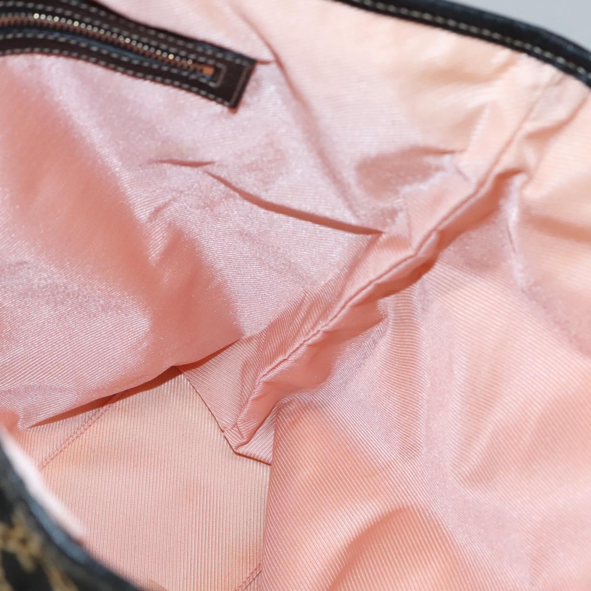 GUCCI Tote Bag Satin Black Gold 153009 Auth 136048