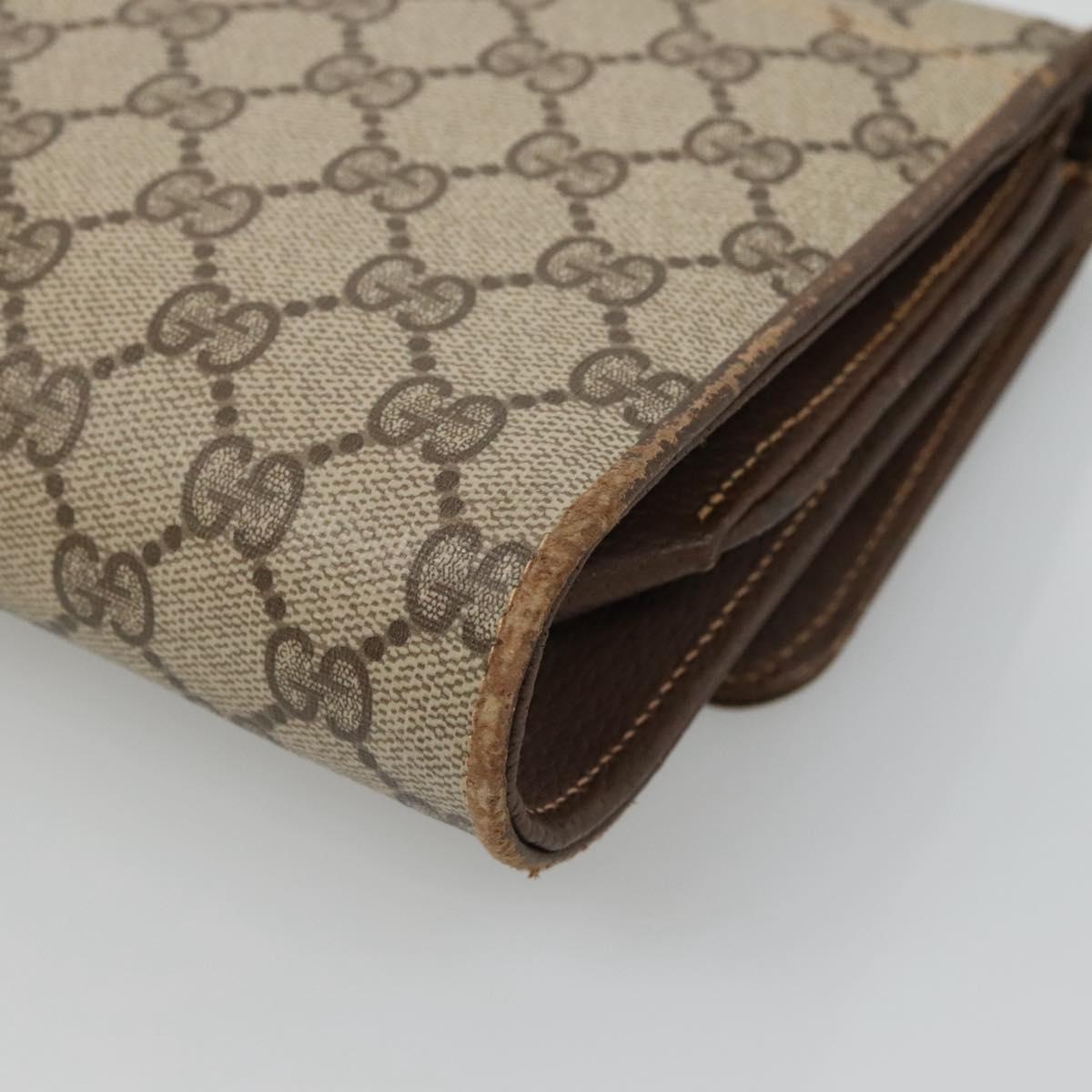 GUCCI GG Supreme Web Sherry Line Bag PVC Beige Gold 904 02 050 Auth 136049