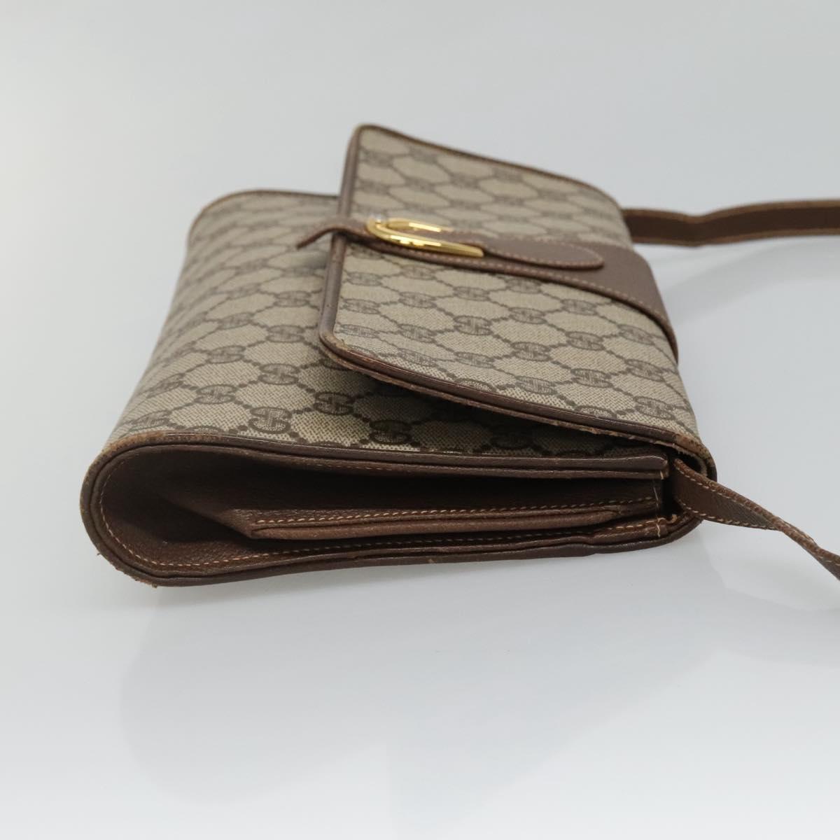 GUCCI GG Supreme Web Sherry Line Bag PVC Beige Gold 904 02 050 Auth 136049
