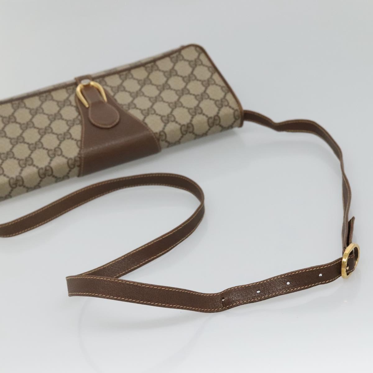 GUCCI GG Supreme Web Sherry Line Bag PVC Beige Gold 904 02 050 Auth 136049