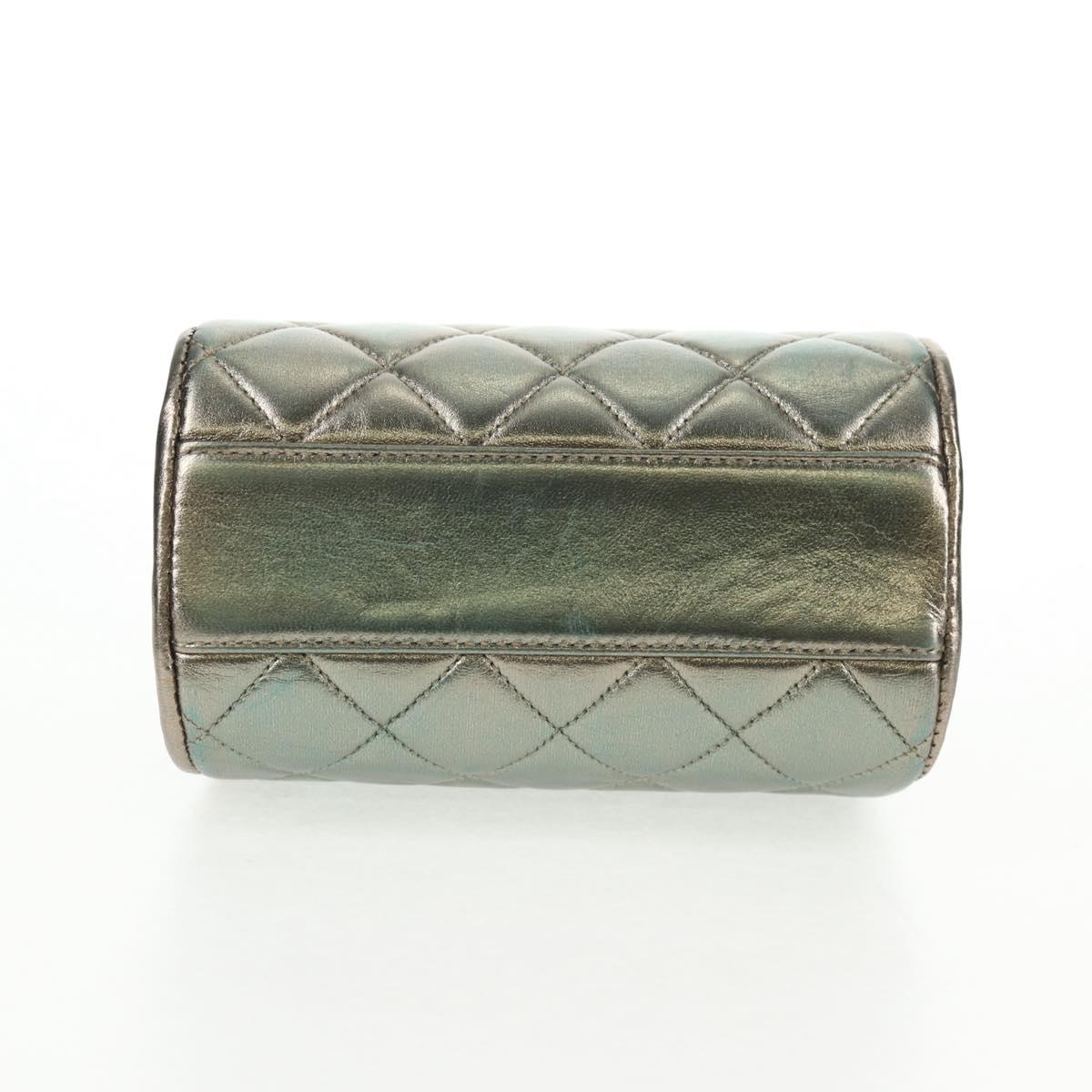 CHANEL Matelasse Chain Shoulder Bag Leather Green CC Auth 136053SAV