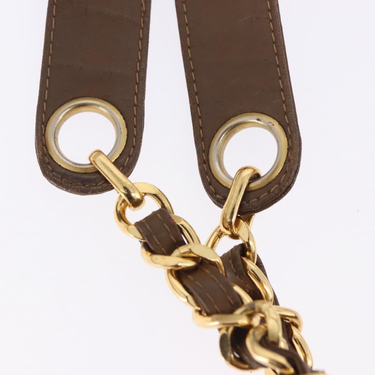 CHANEL Matelasse Chain Tote Bag Patent leather Brown Gold CC Auth 136055