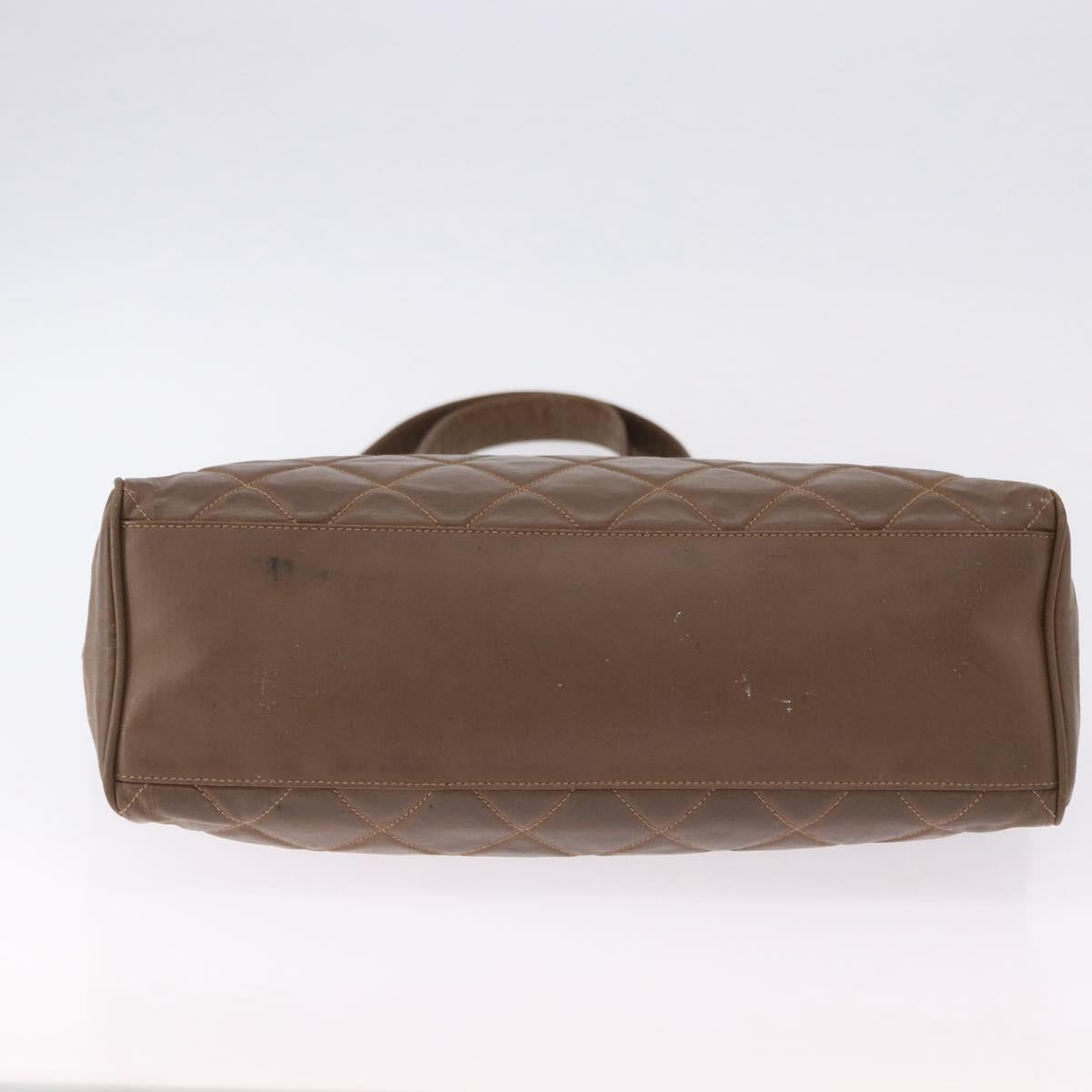 CHANEL Matelasse Chain Tote Bag Patent leather Brown Gold CC Auth 136055