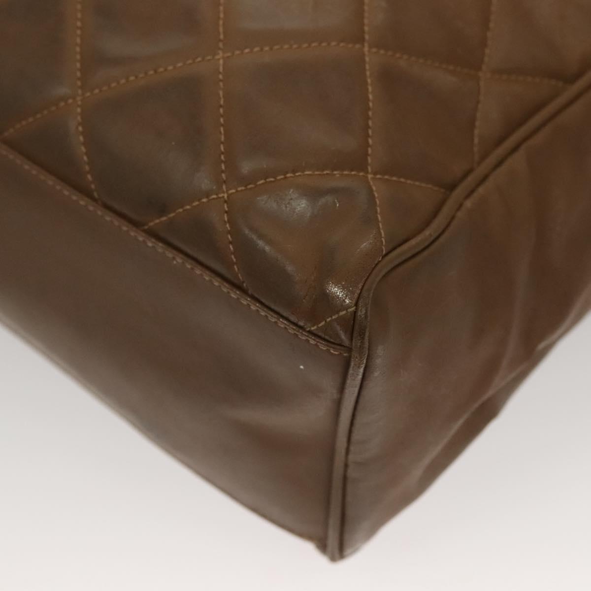 CHANEL Matelasse Chain Tote Bag Patent leather Brown Gold CC Auth 136055