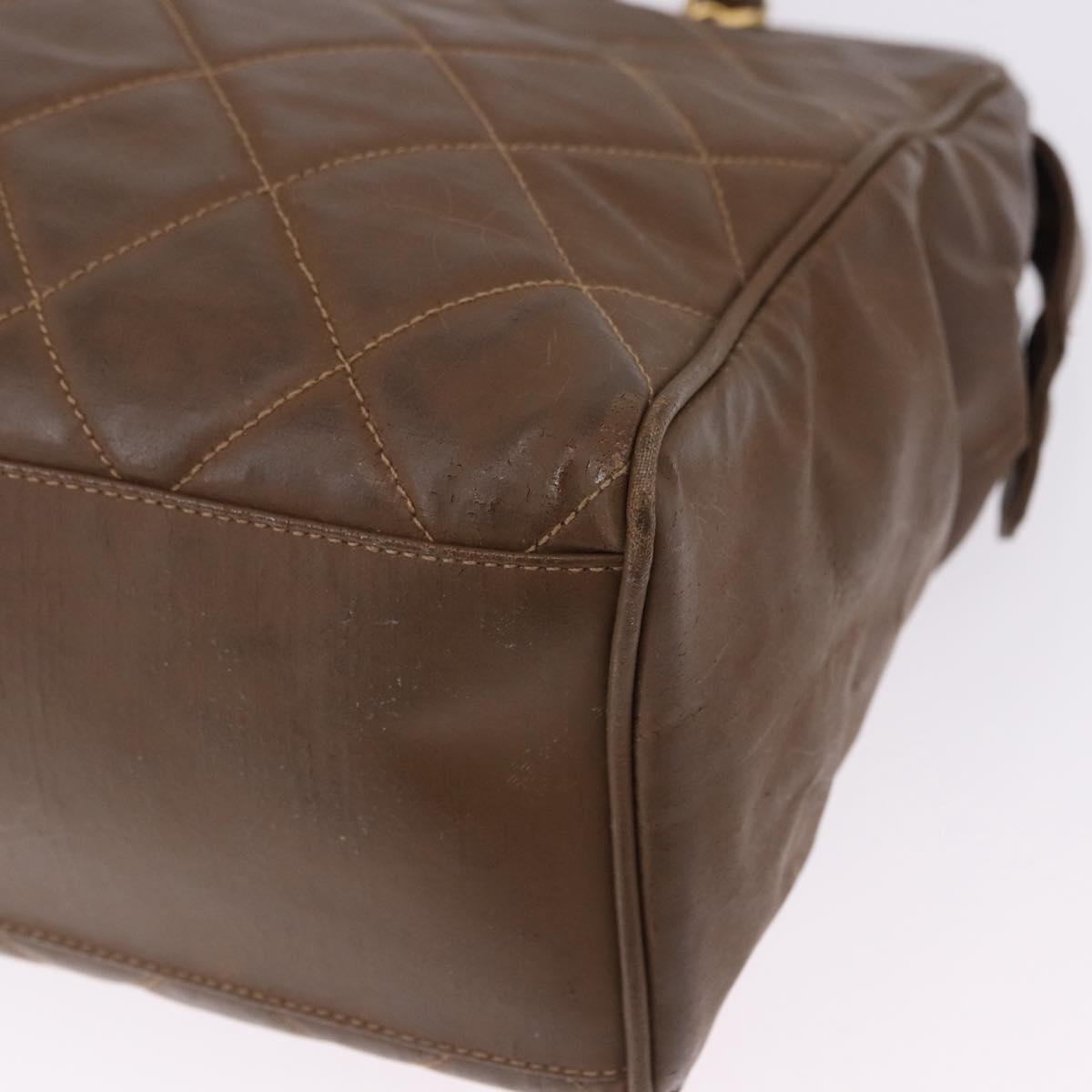 CHANEL Matelasse Chain Tote Bag Patent leather Brown Gold CC Auth 136055