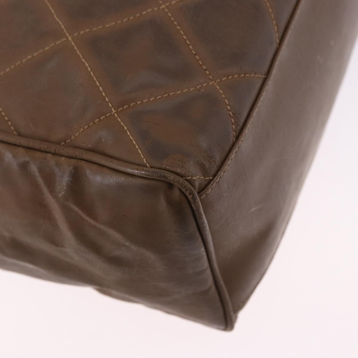 CHANEL Matelasse Chain Tote Bag Patent leather Brown Gold CC Auth 136055
