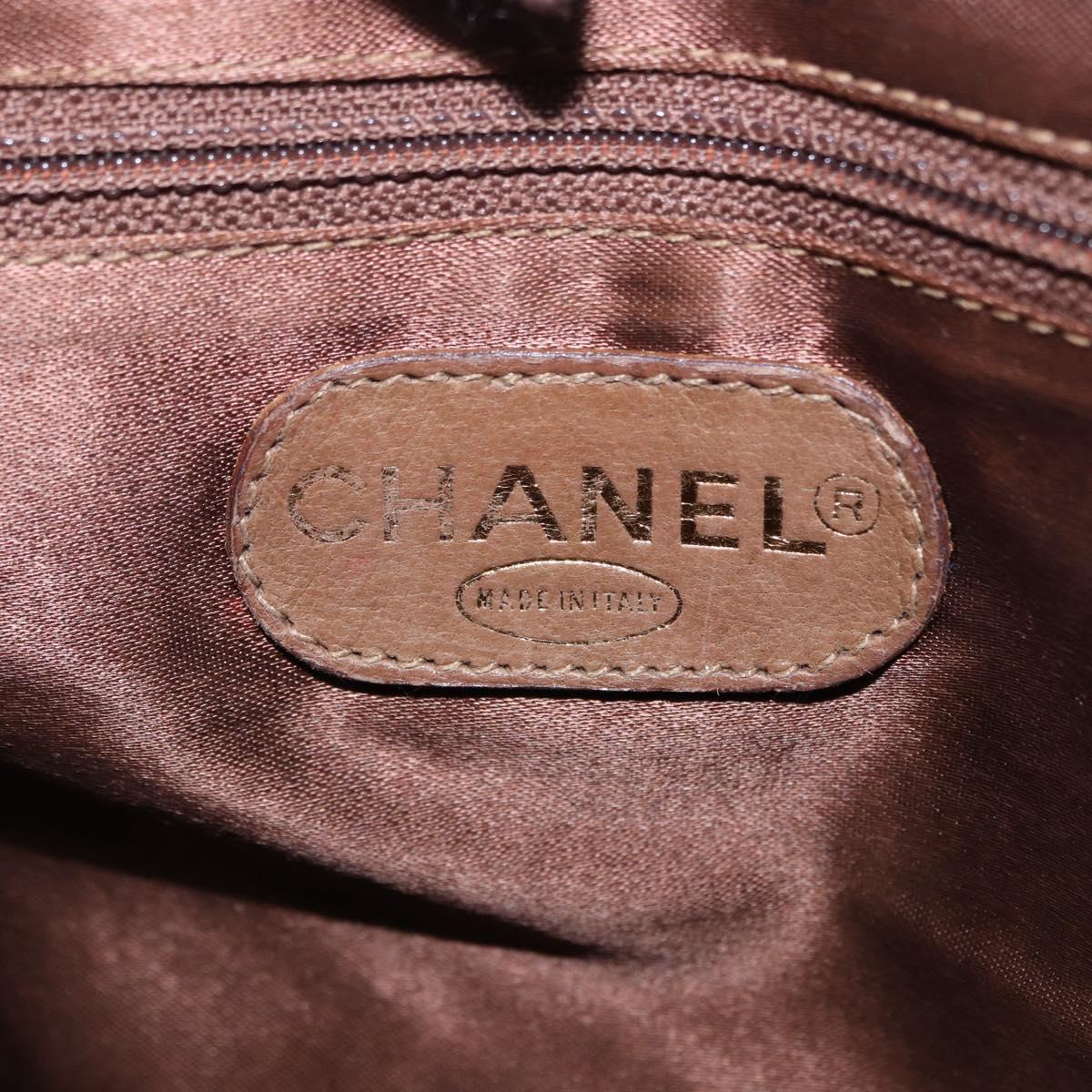 CHANEL Matelasse Chain Tote Bag Patent leather Brown Gold CC Auth 136055