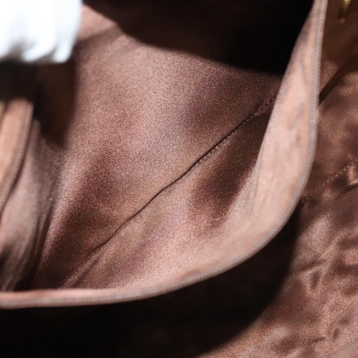 CHANEL Matelasse Chain Tote Bag Patent leather Brown Gold CC Auth 136055