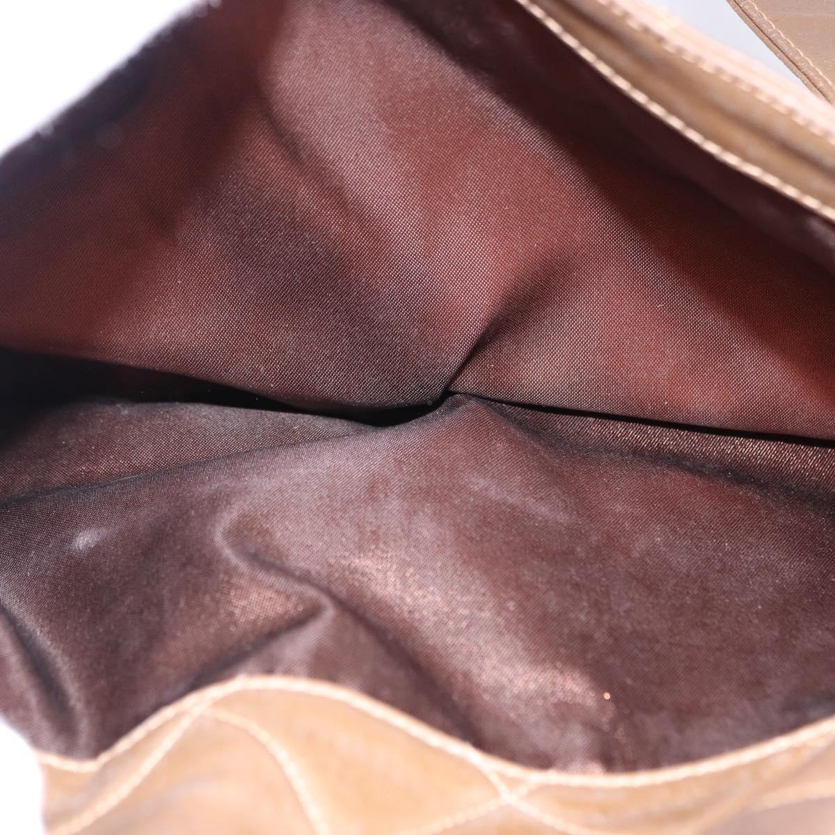 CHANEL Matelasse Chain Tote Bag Patent leather Brown Gold CC Auth 136055