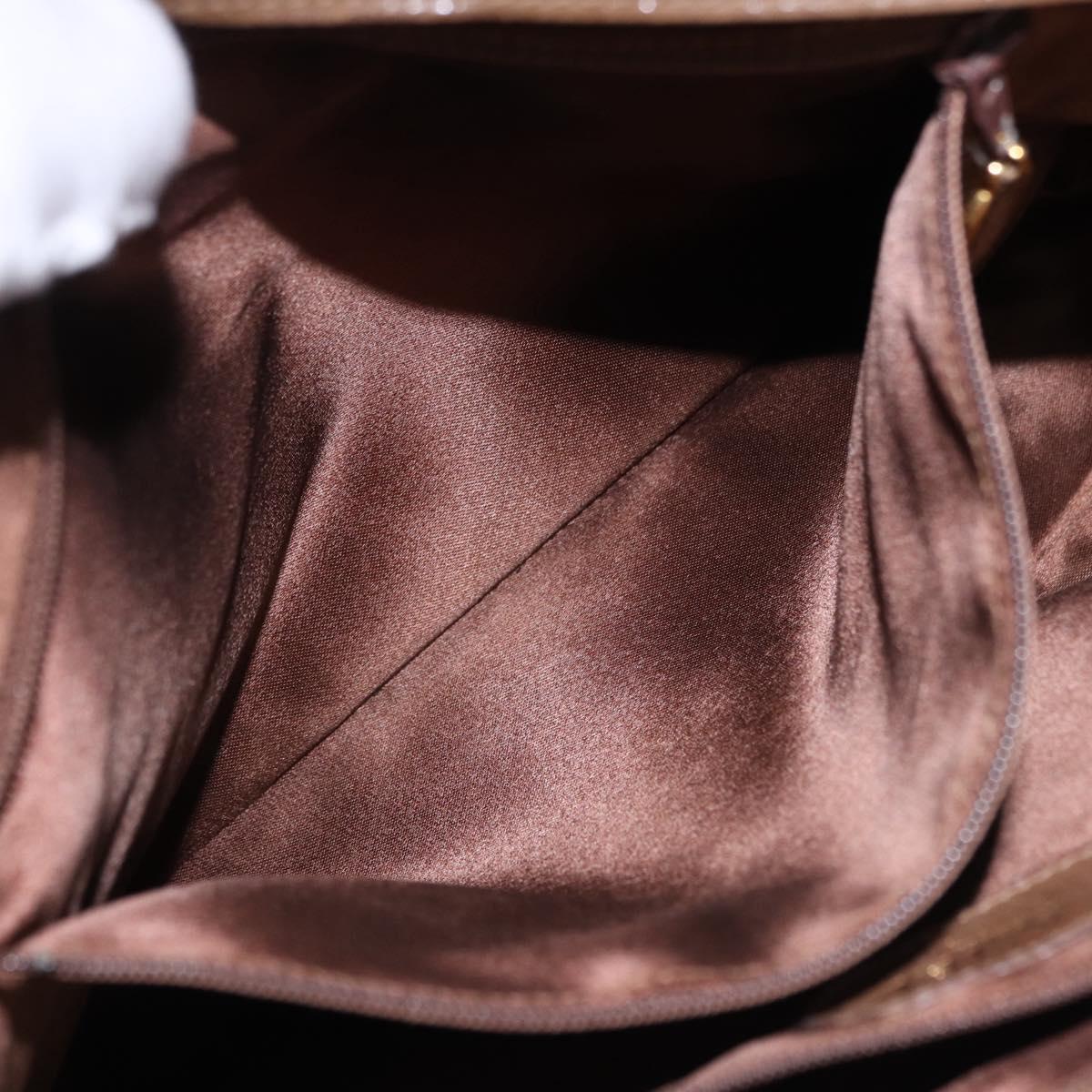 CHANEL Matelasse Chain Tote Bag Patent leather Brown Gold CC Auth 136055