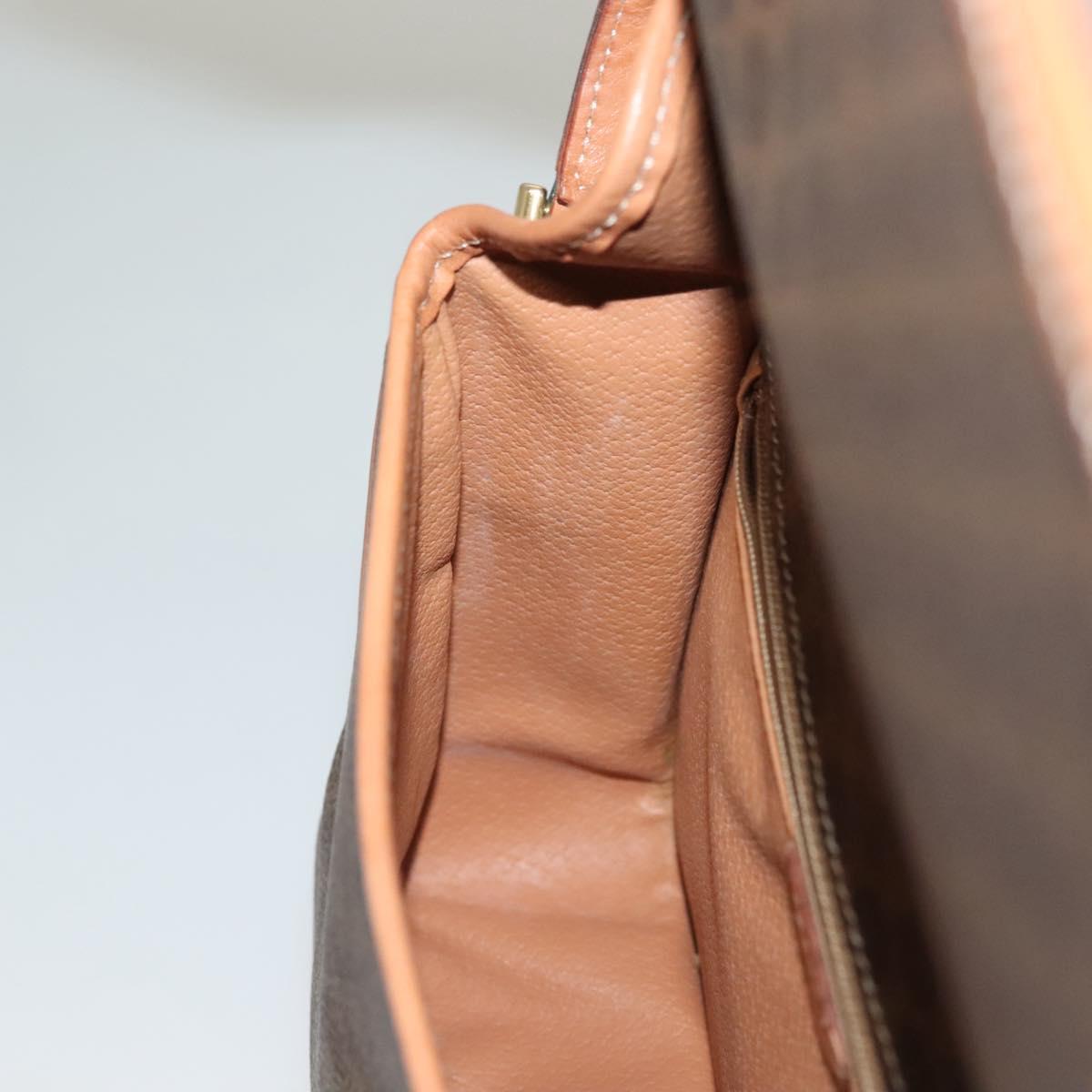 CELINE Macadam Canvas Shoulder Bag PVC Leather Brown Gold Auth 136068