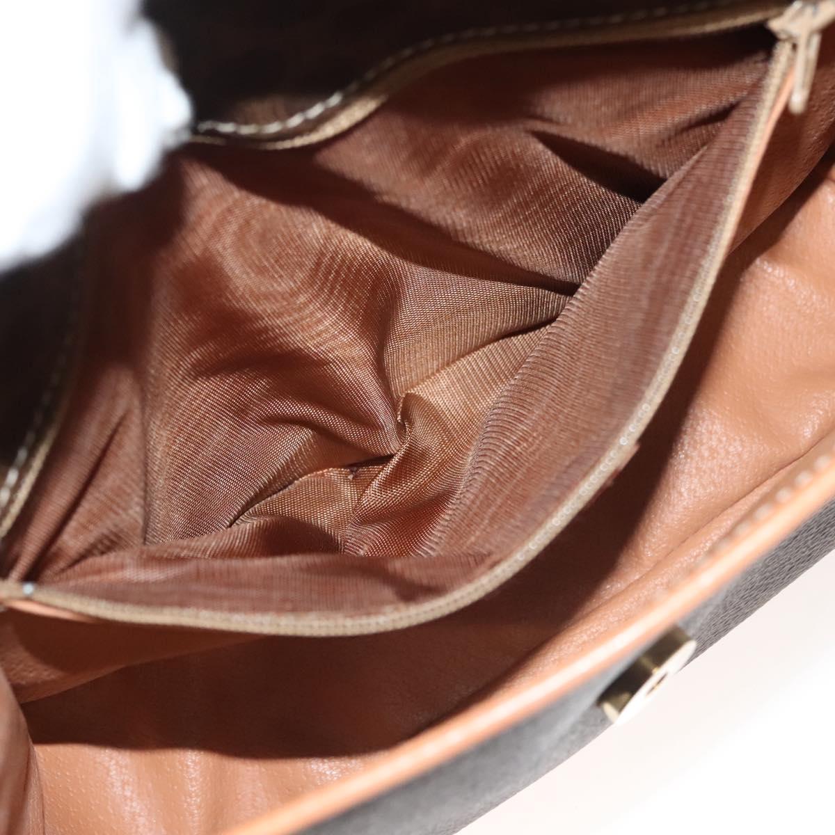 CELINE Macadam Canvas Shoulder Bag PVC Leather Brown Gold Auth 136068