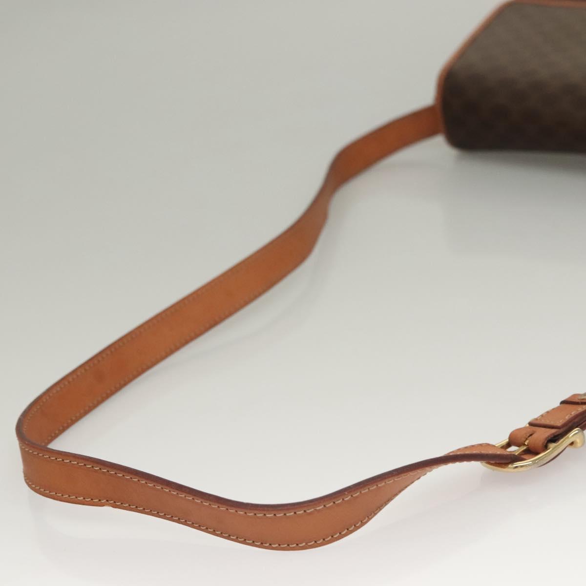 CELINE Macadam Canvas Shoulder Bag PVC Leather Brown Gold Auth 136068