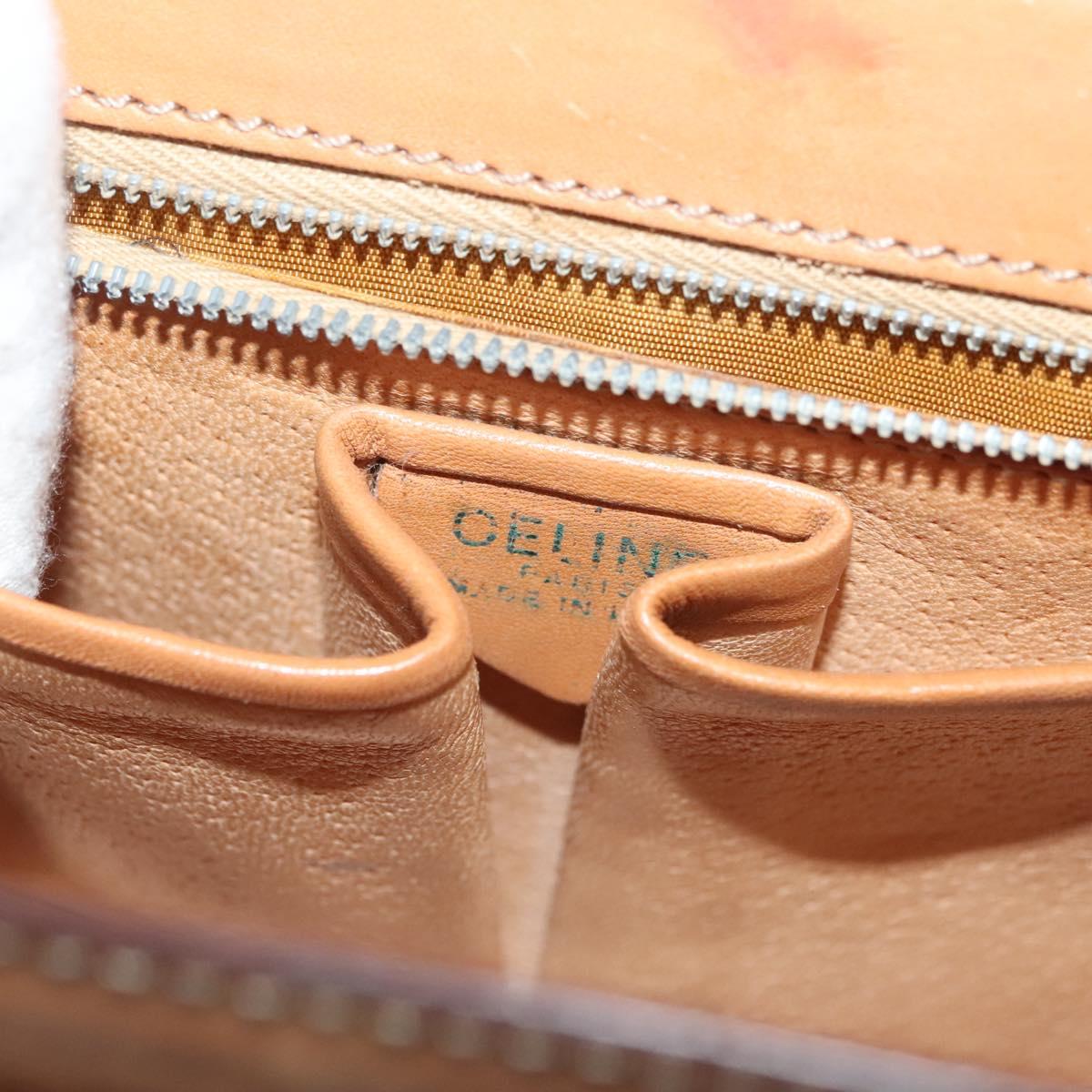 CELINE Macadam Canvas Hand Bag PVC Leather Brown Gold Auth 136069