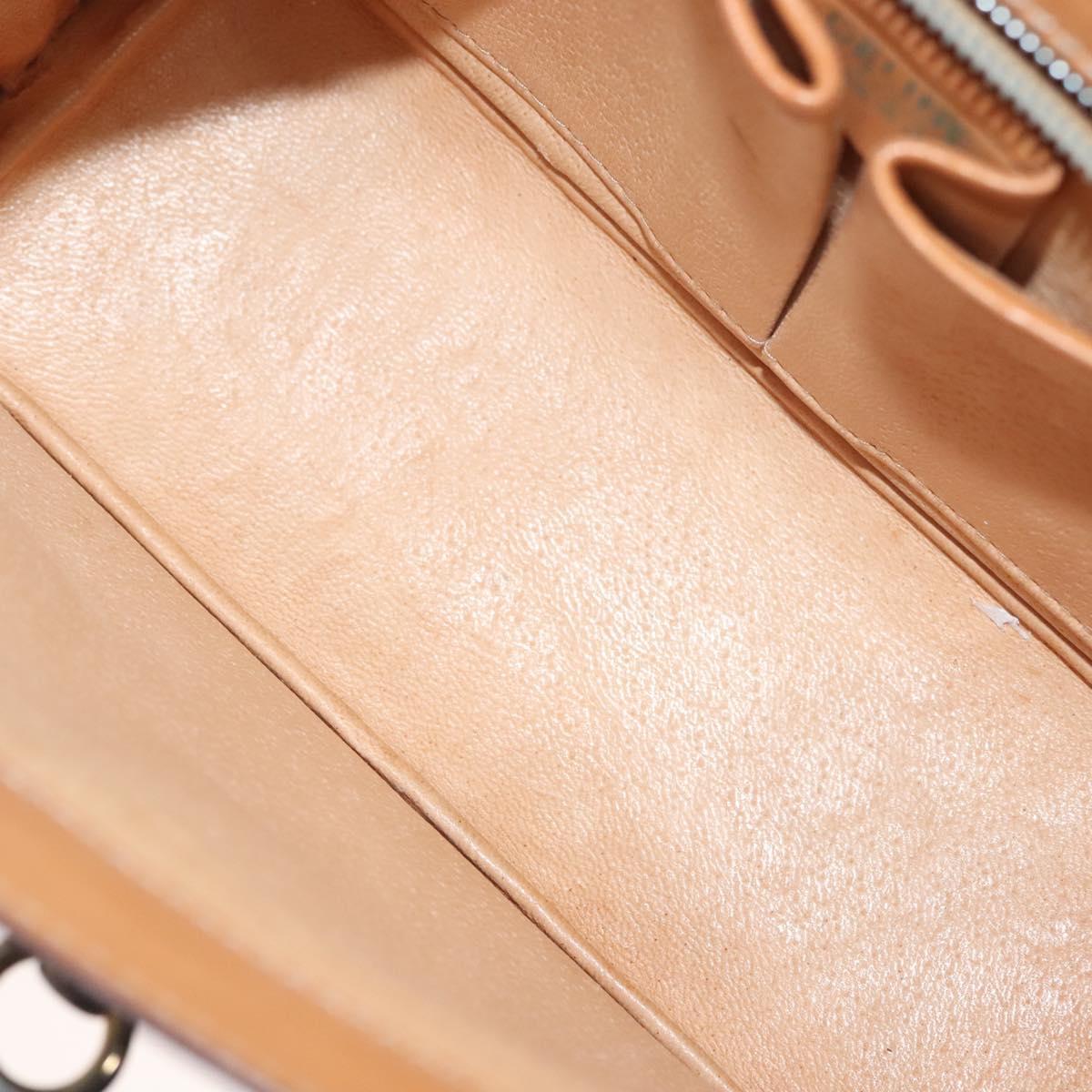 CELINE Macadam Canvas Hand Bag PVC Leather Brown Gold Auth 136069