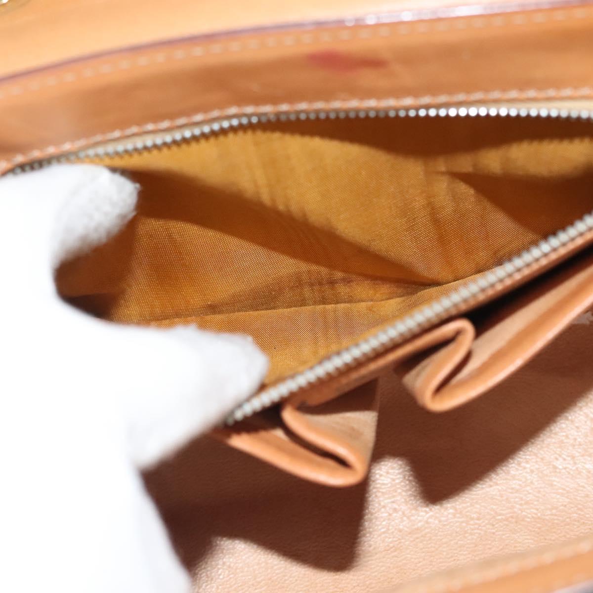 CELINE Macadam Canvas Hand Bag PVC Leather Brown Gold Auth 136069