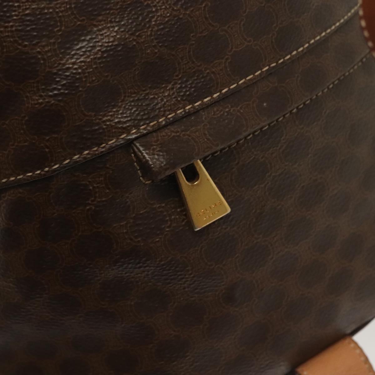 CELINE Macadam Canvas Shoulder Bag PVC Leather Brown Gold Auth 136070