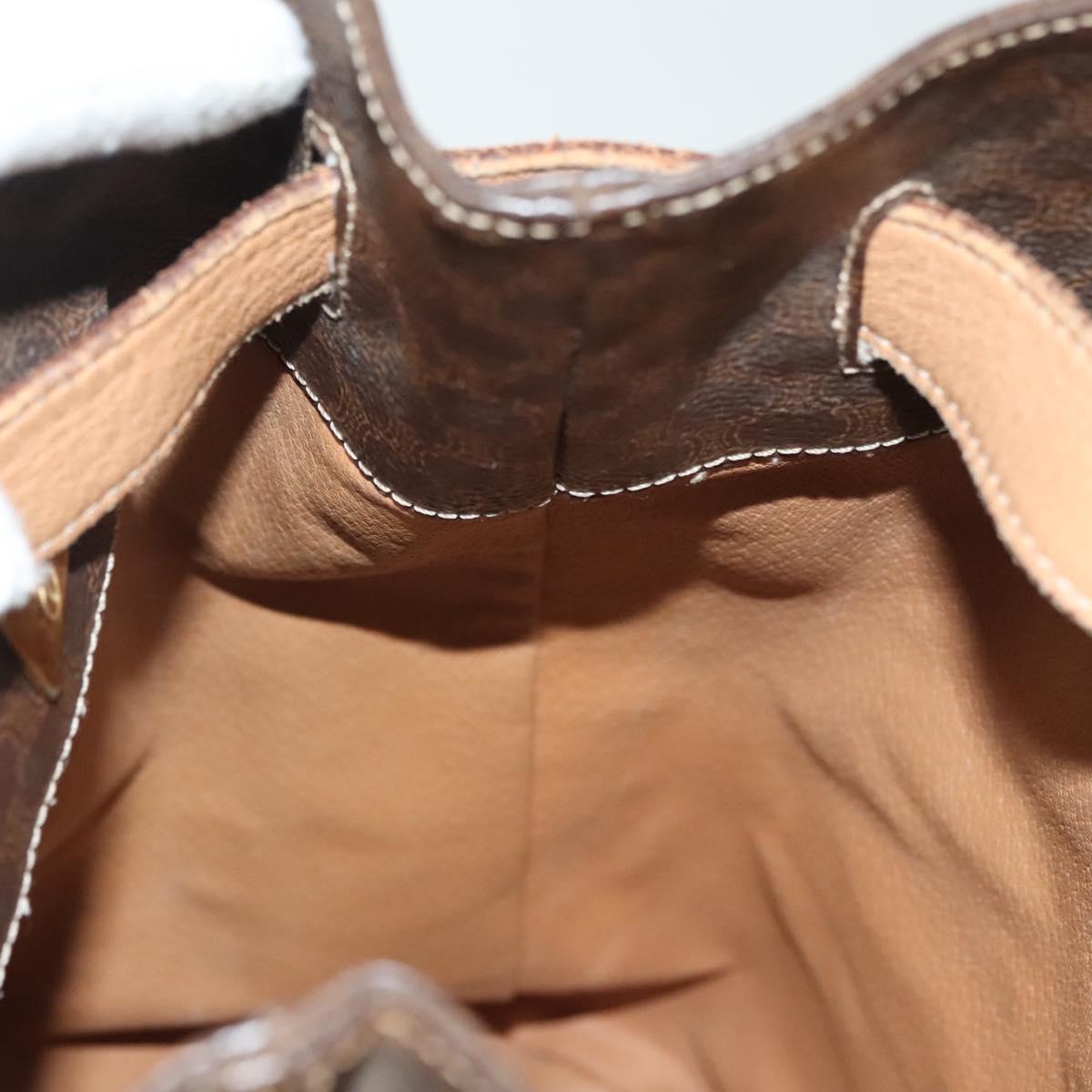 CELINE Macadam Canvas Shoulder Bag PVC Leather Brown Gold Auth 136070