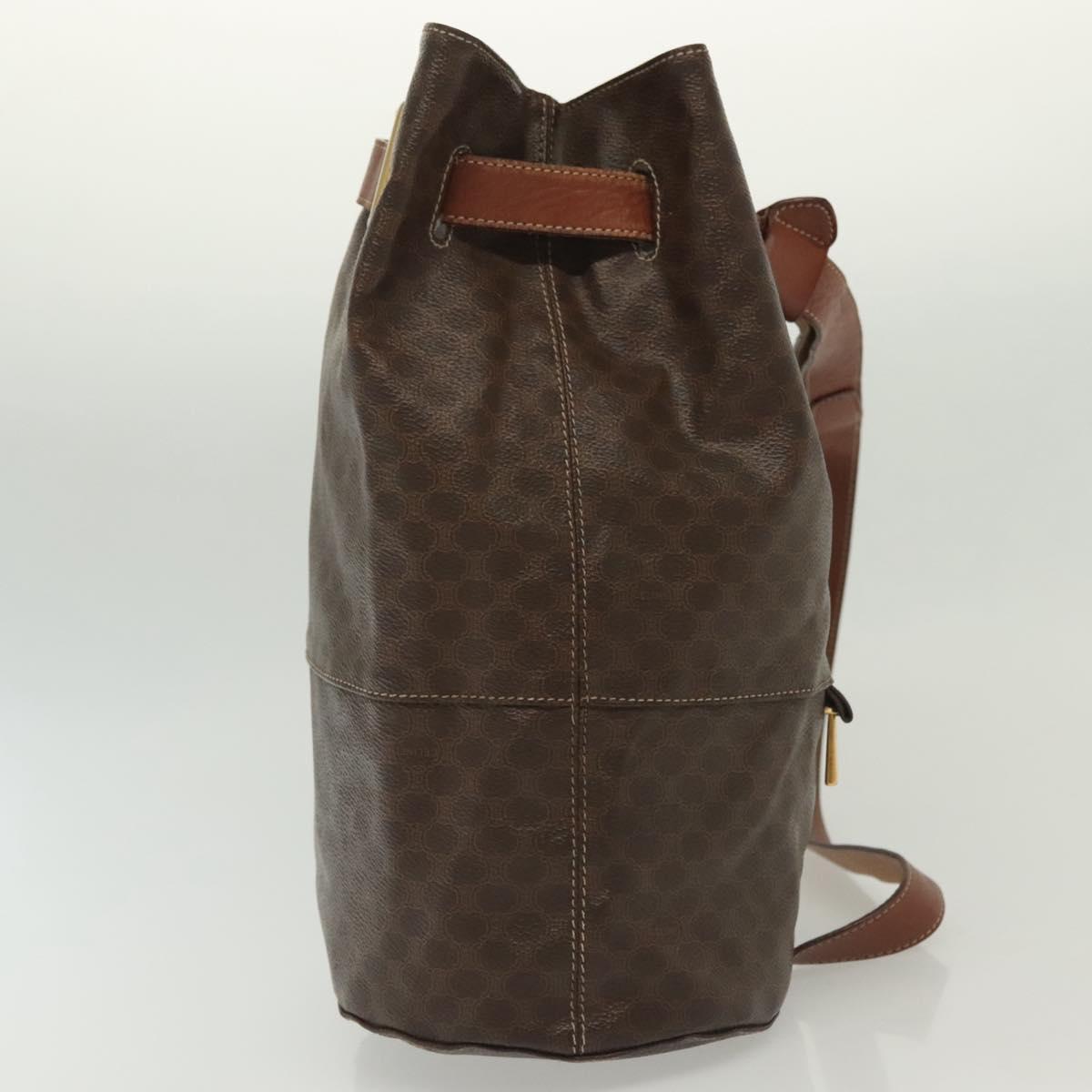 CELINE Macadam Canvas Shoulder Bag PVC Leather Brown Gold Auth 136070