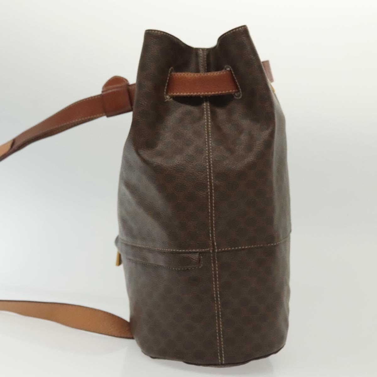 CELINE Macadam Canvas Shoulder Bag PVC Leather Brown Gold Auth 136070