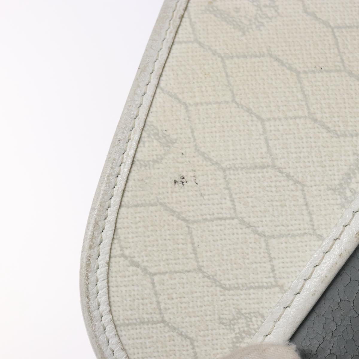 Christian Dior Honeycomb Canvas Shoulder Bag PVC White Gold Auth 136076