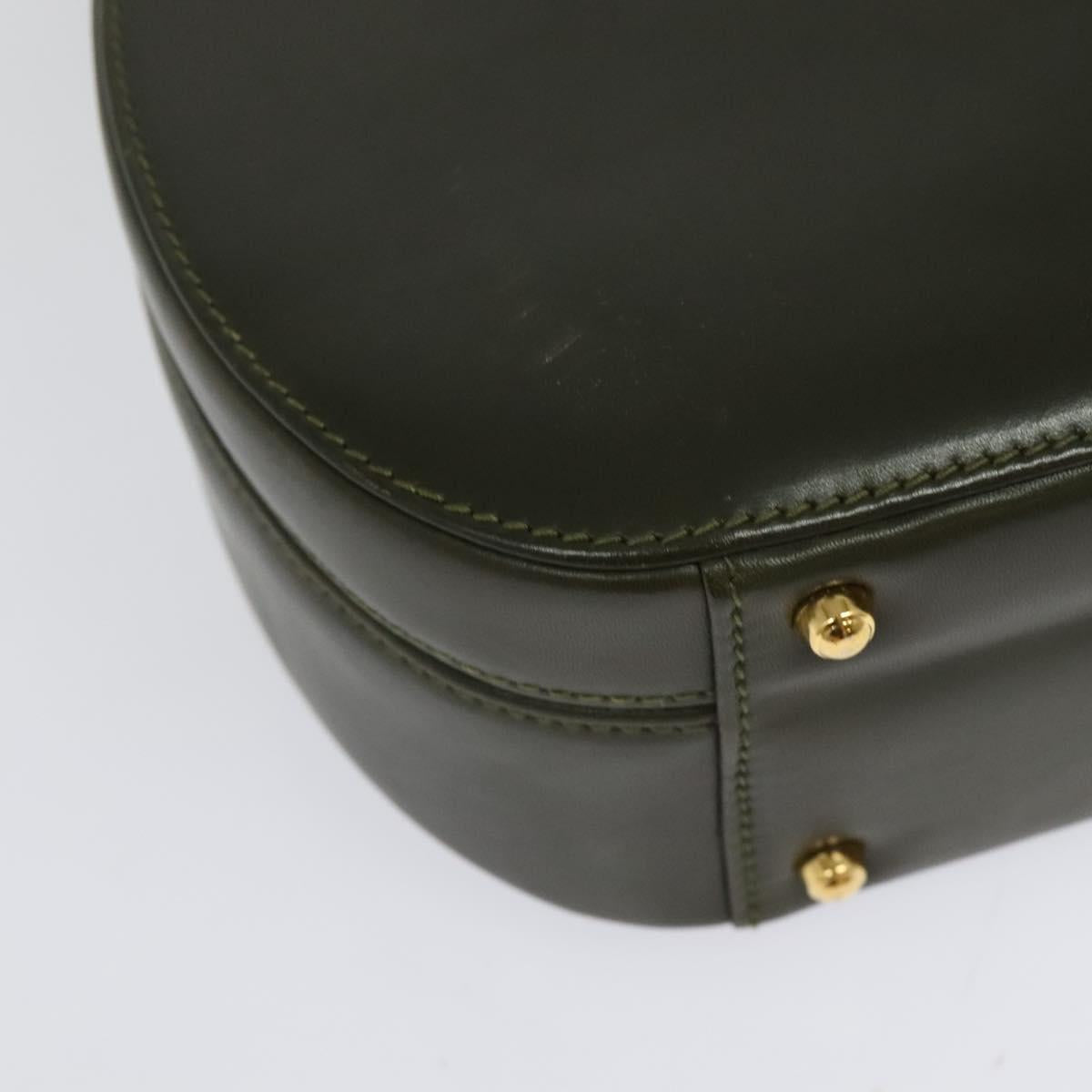 GUCCI Hand Bag Leather 2way Green Gold Auth 136078