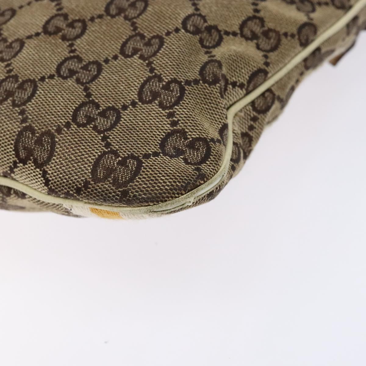 GUCCI GG Canvas Sherry Line Shoulder Bag Beige Gold 144388 Auth 136079