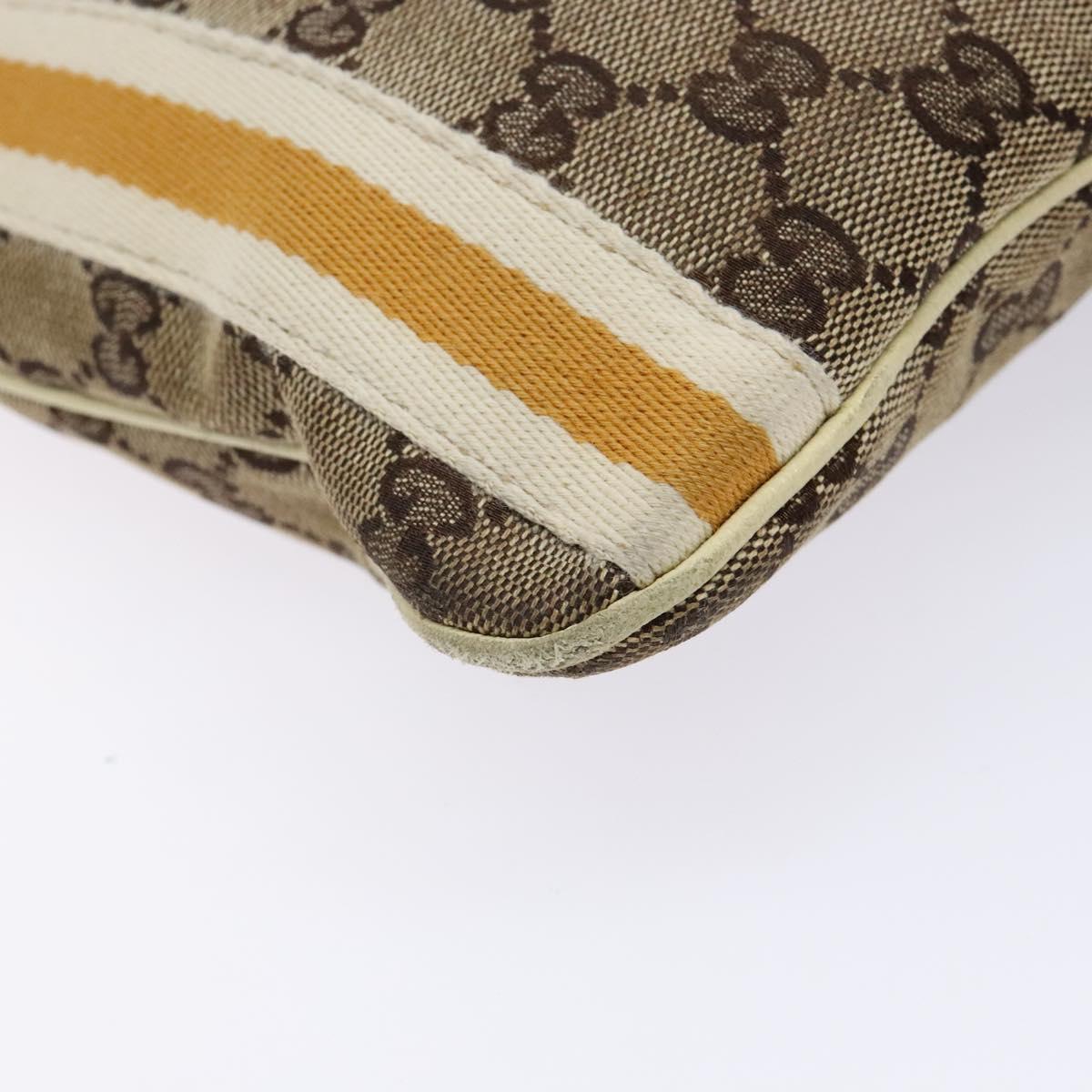 GUCCI GG Canvas Sherry Line Shoulder Bag Beige Gold 144388 Auth 136079