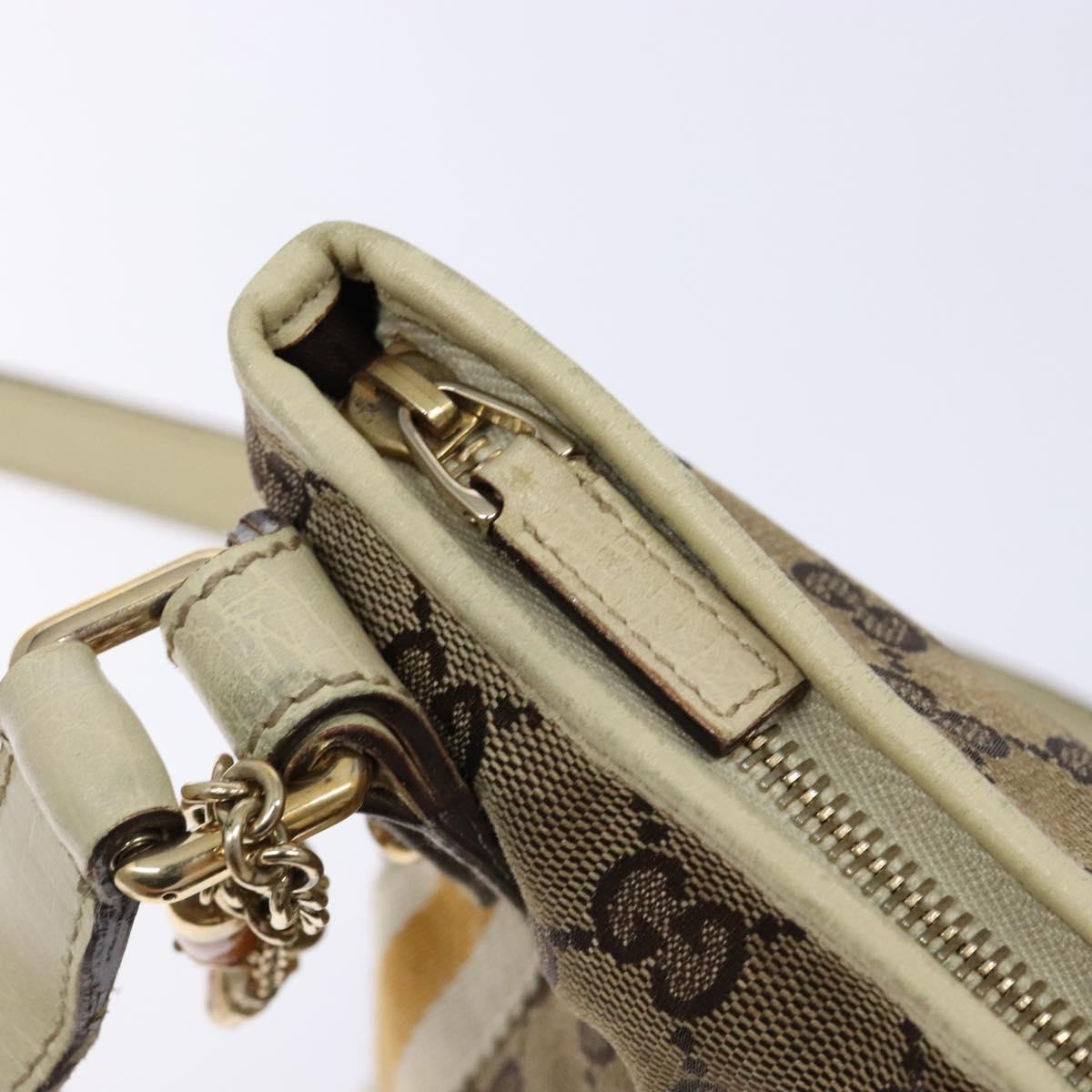 GUCCI GG Canvas Sherry Line Shoulder Bag Beige Gold 144388 Auth 136079