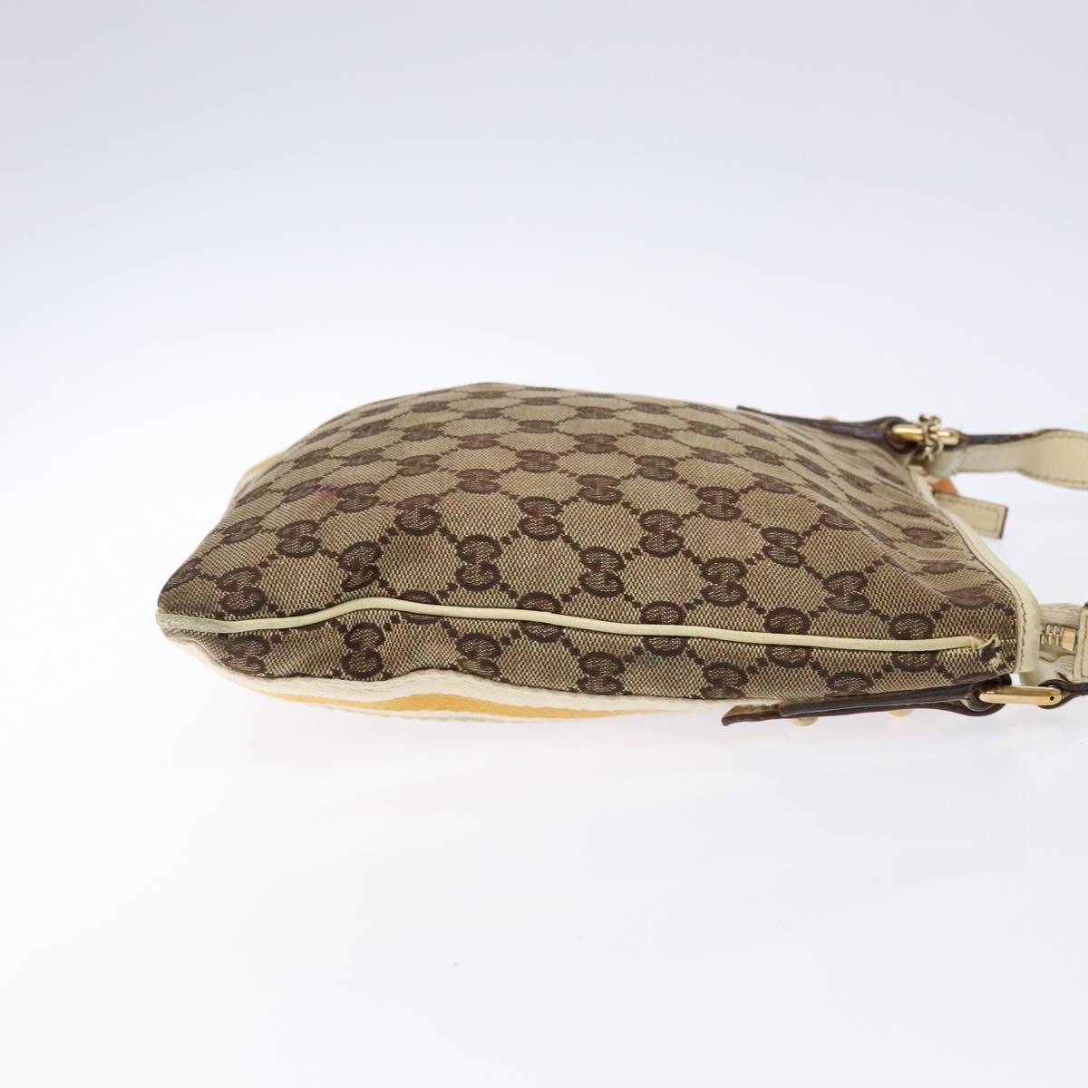 GUCCI GG Canvas Sherry Line Shoulder Bag Beige Gold 144388 Auth 136079