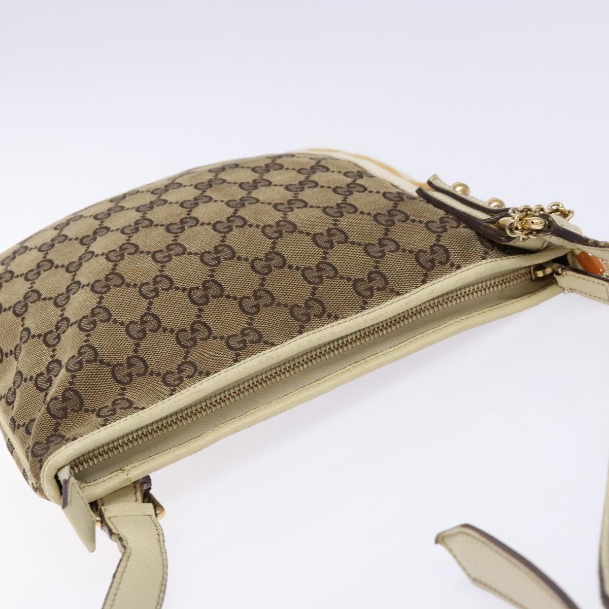 GUCCI GG Canvas Sherry Line Shoulder Bag Beige Gold 144388 Auth 136079