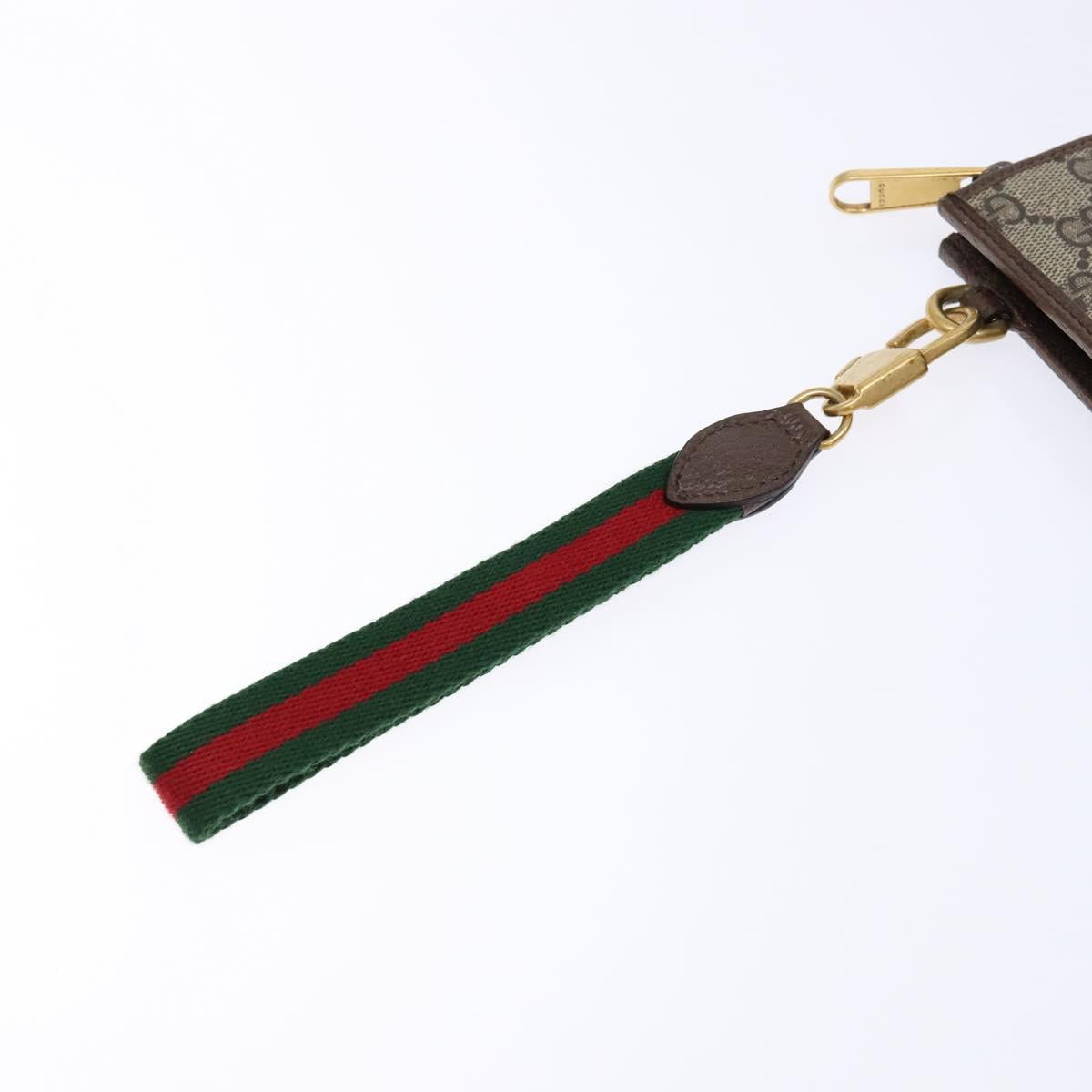 GUCCI GG Supreme Web Sherry Line Clutch Bag PVC Beige Gold 688378 Auth 136081