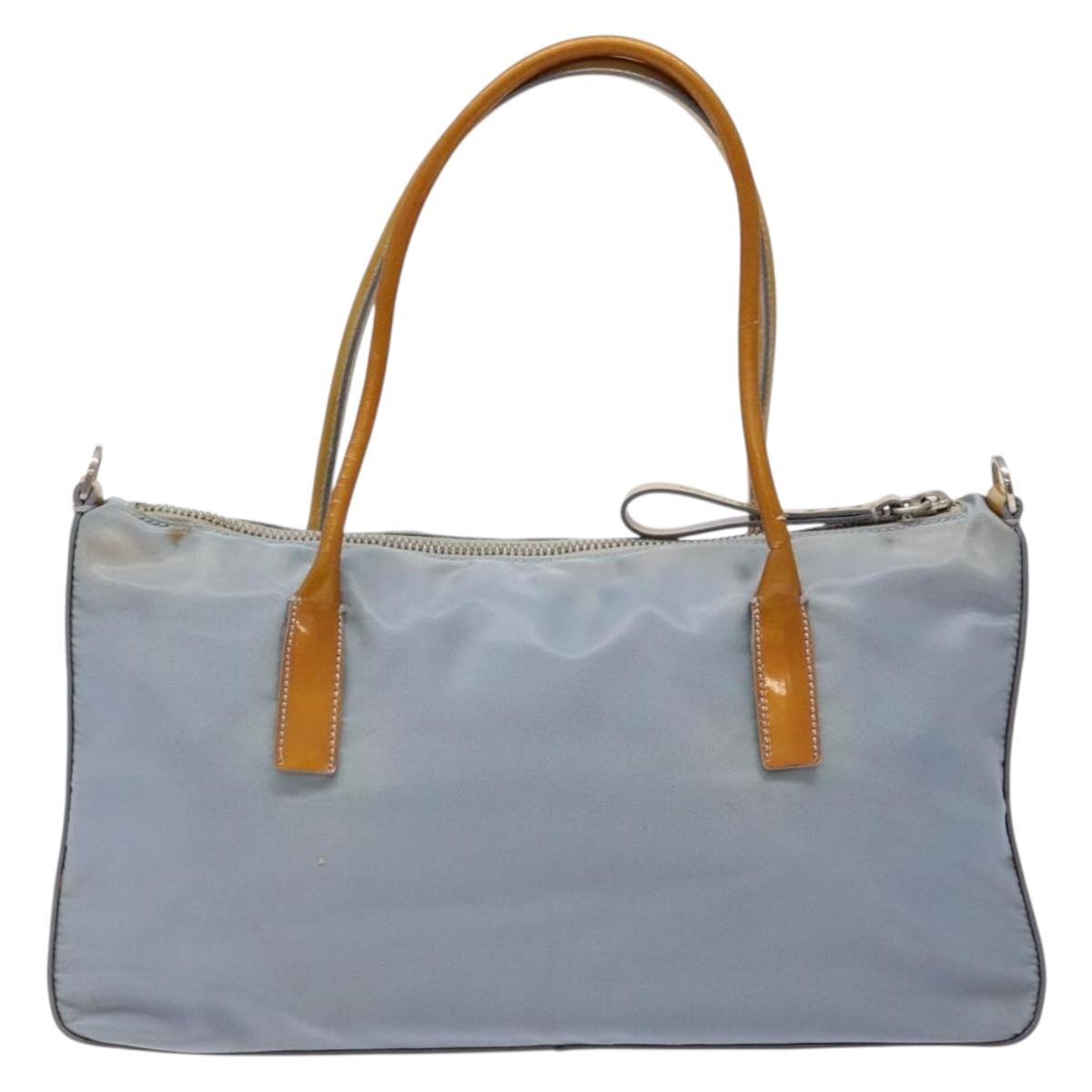 PRADA Hand Bag Nylon Light Blue Auth 136085