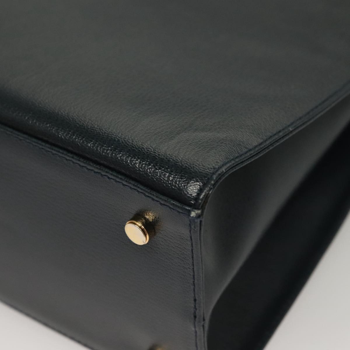 Salvatore Ferragamo Gancini Shoulder Bag Leather Navy Gold Auth 136108