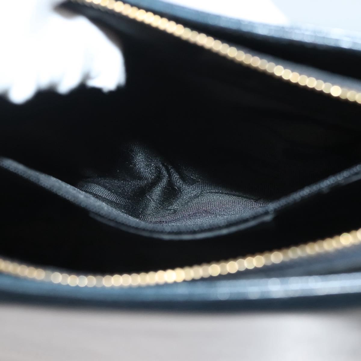 Salvatore Ferragamo Gancini Shoulder Bag Leather Navy Gold Auth 136108