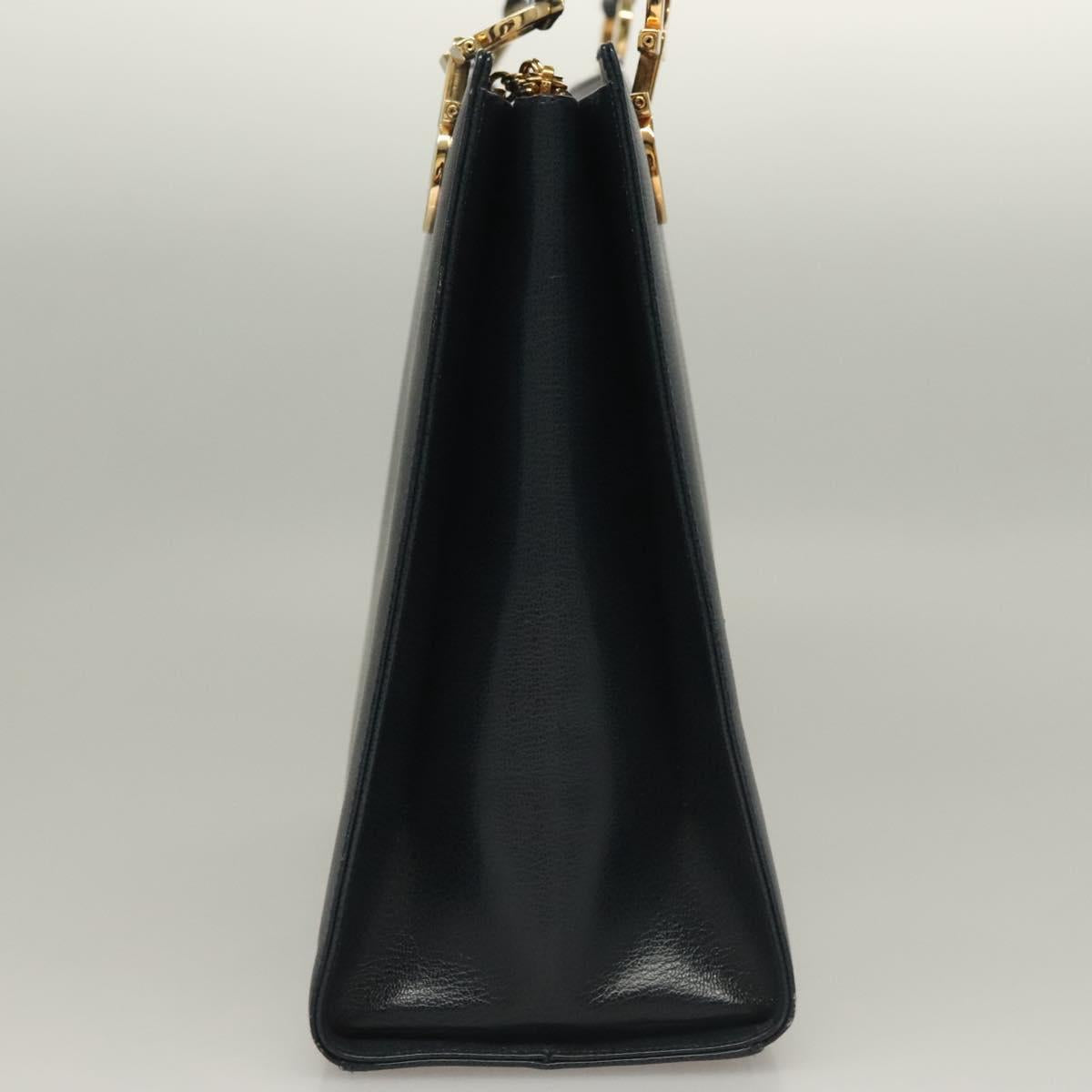 Salvatore Ferragamo Gancini Shoulder Bag Leather Navy Gold Auth 136108