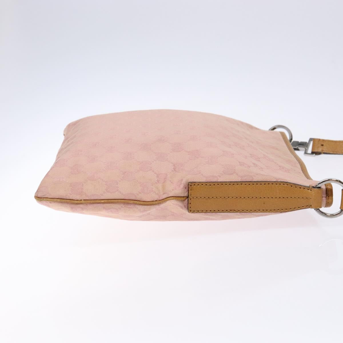 GUCCI GG Canvas Shoulder Bag Pink Silver 113013 Auth 136109