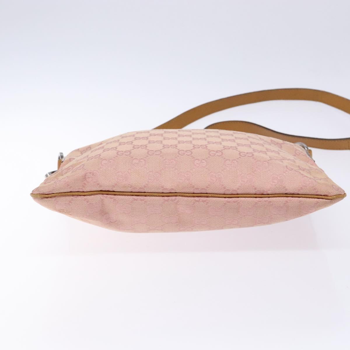 GUCCI GG Canvas Shoulder Bag Pink Silver 113013 Auth 136109
