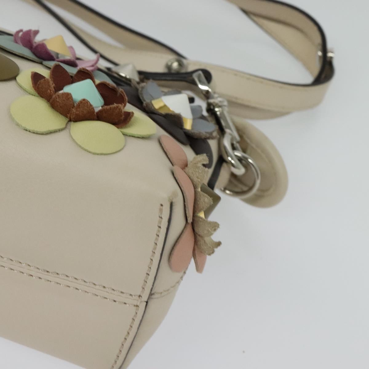 FENDI By The Way Hand Bag Leather 2way Beige Gold Auth 136115