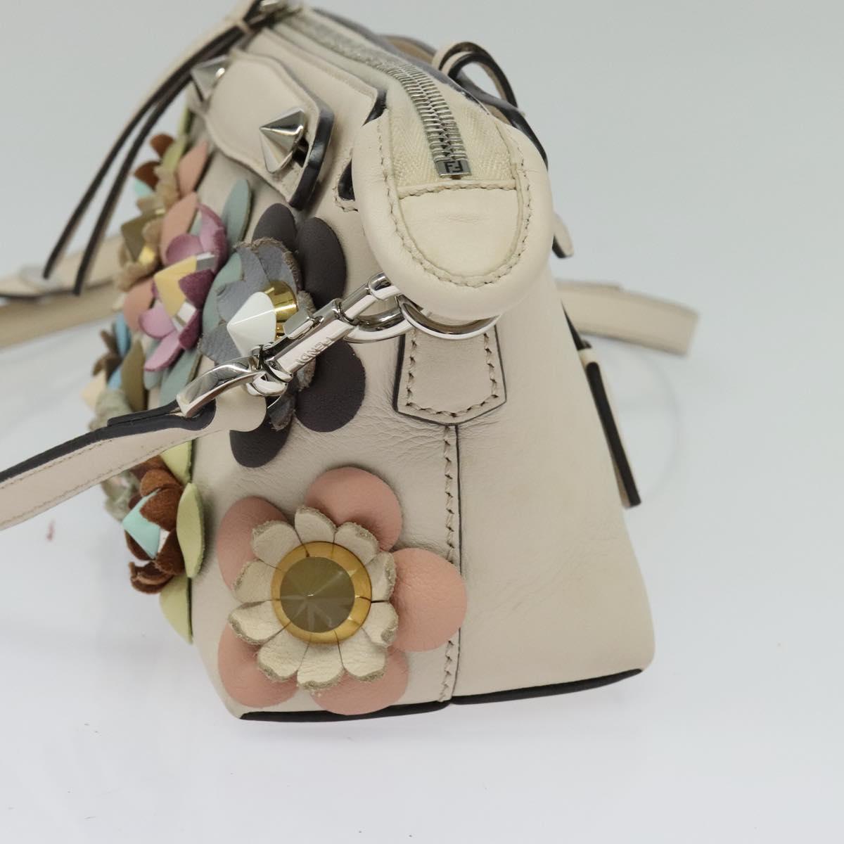 FENDI By The Way Hand Bag Leather 2way Beige Gold Auth 136115