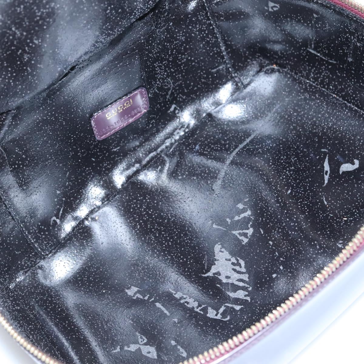 GUCCI Bamboo Vanity Hand Bag Leather Purple Gold 032 1956 0150 Auth 136119