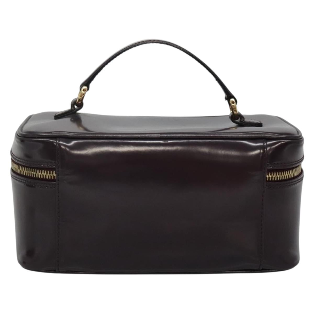 GUCCI Bamboo Vanity Hand Bag Leather Purple Gold 032 1956 0150 Auth 136119