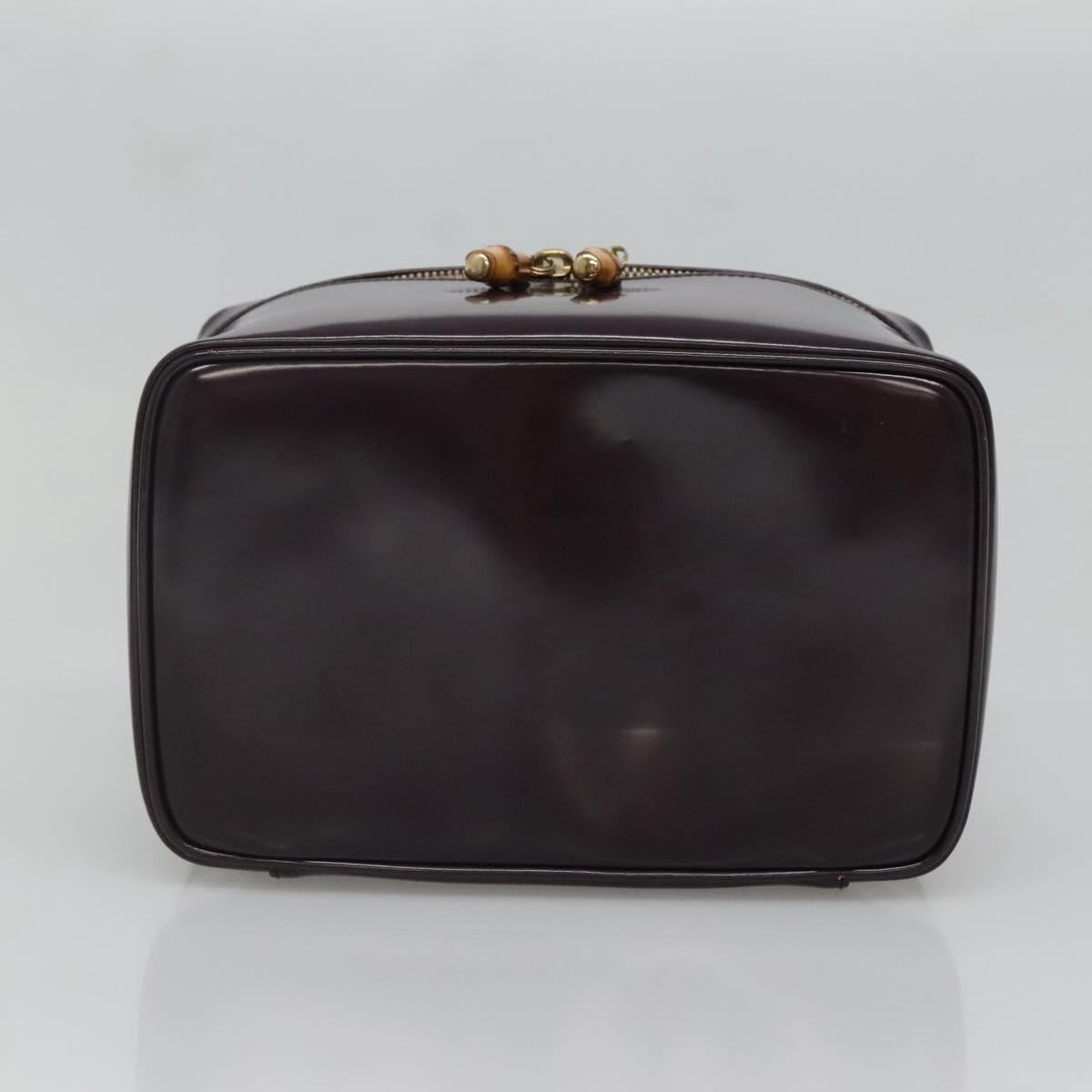 GUCCI Bamboo Vanity Hand Bag Leather Purple Gold 032 1956 0150 Auth 136119