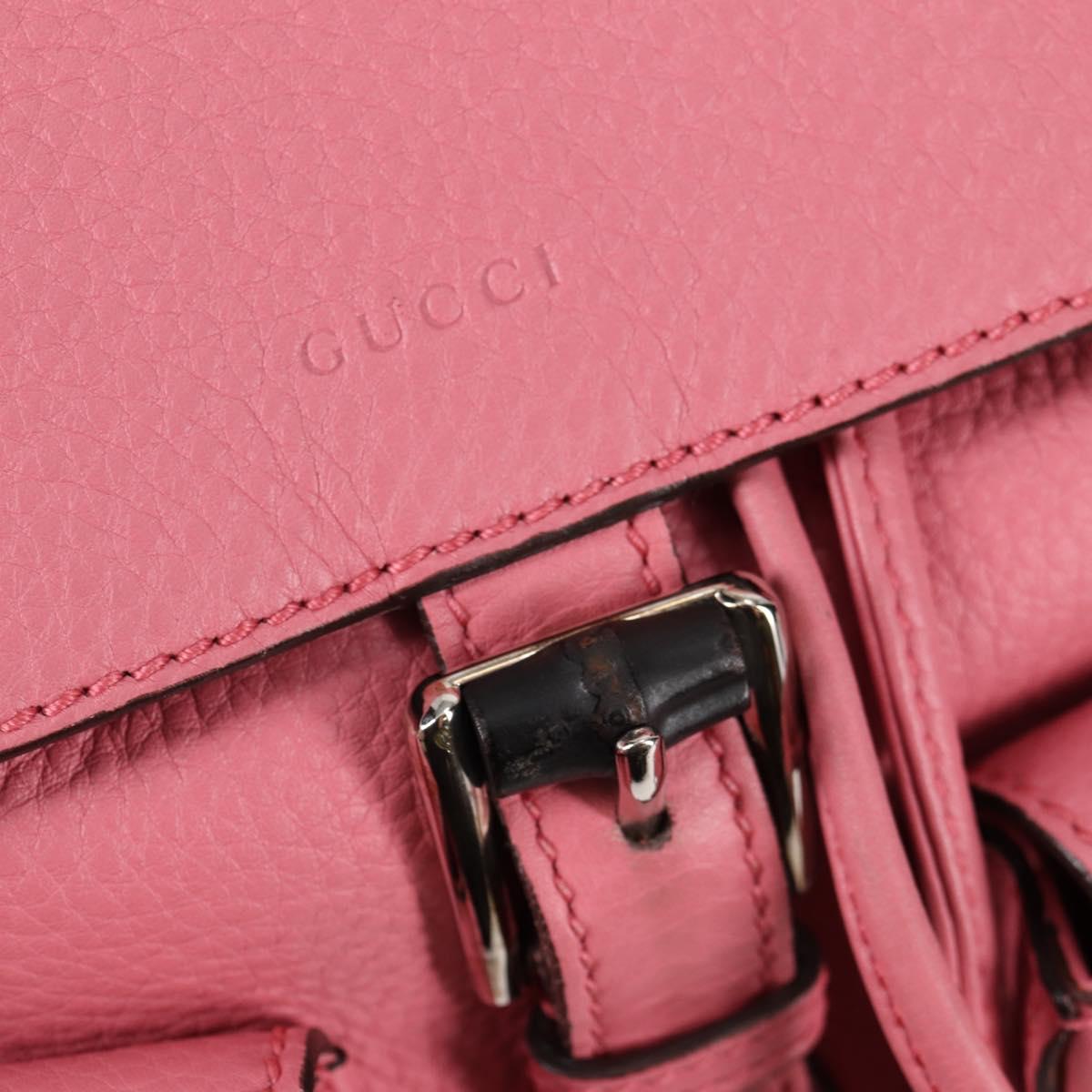 GUCCI Bamboo Backpack Leather Pink Silver 370833 Auth 136120V