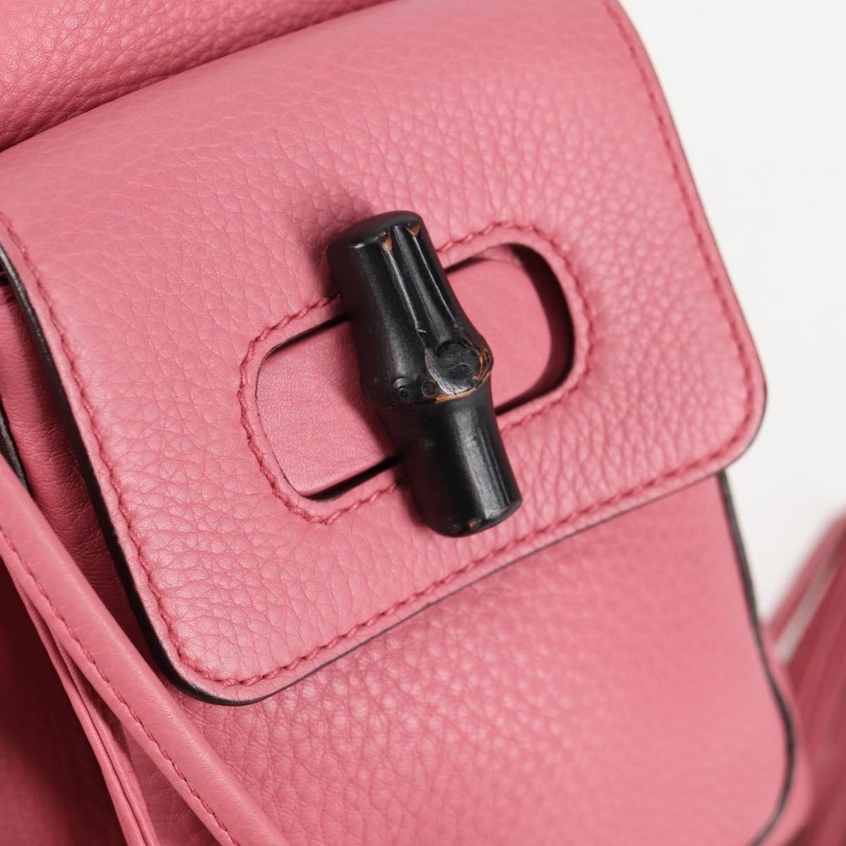 GUCCI Bamboo Backpack Leather Pink Silver 370833 Auth 136120V