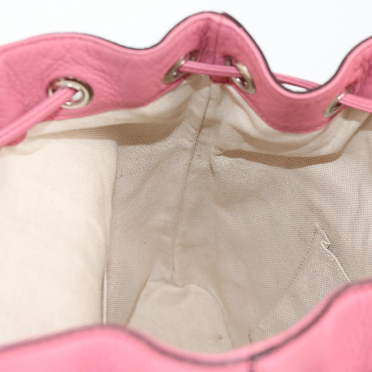 GUCCI Bamboo Backpack Leather Pink Silver 370833 Auth 136120V