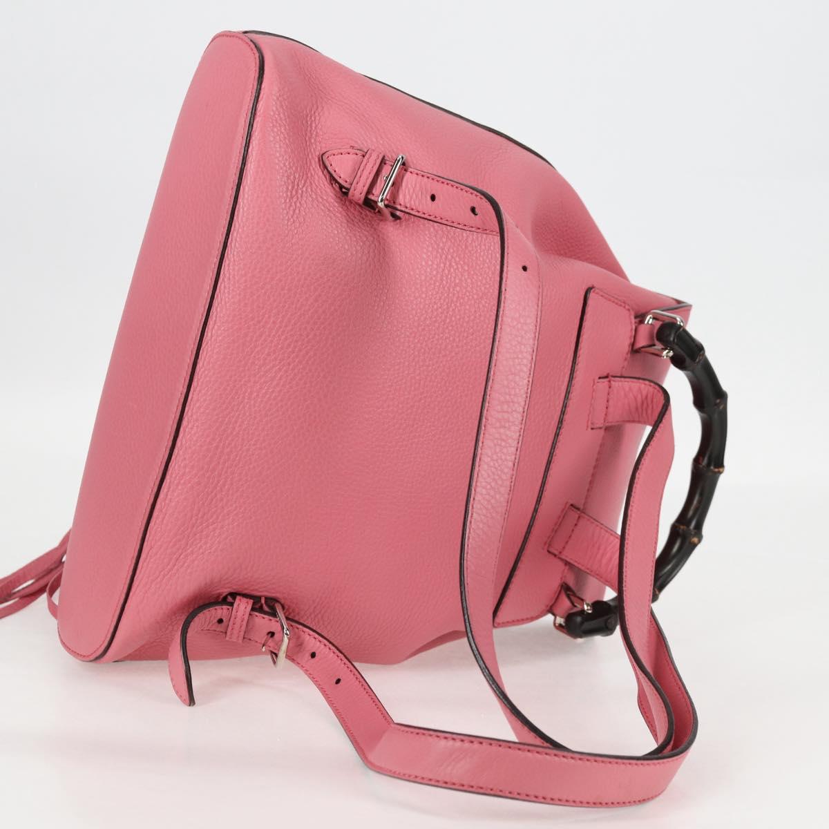 GUCCI Bamboo Backpack Leather Pink Silver 370833 Auth 136120V