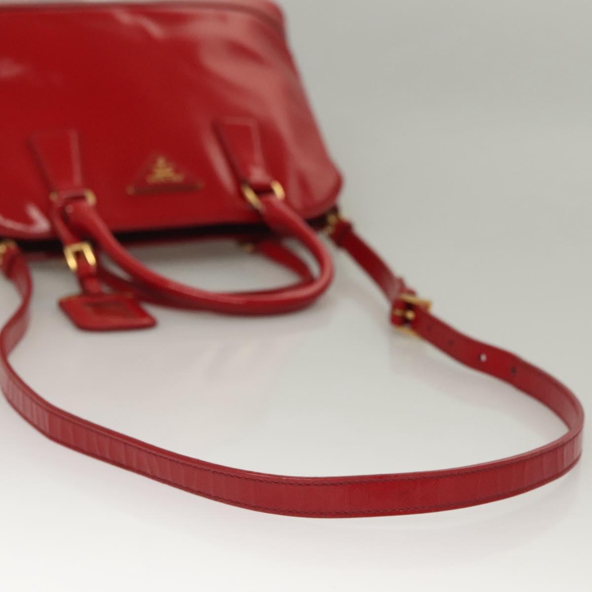 PRADA Hand Bag Safiano leather 2way Red Gold Auth 136147