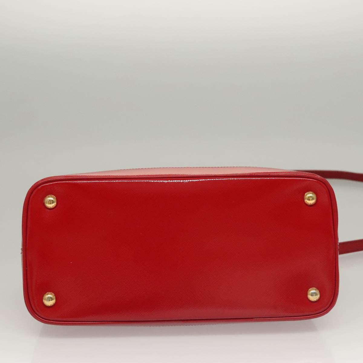 PRADA Hand Bag Safiano leather 2way Red Gold Auth 136147